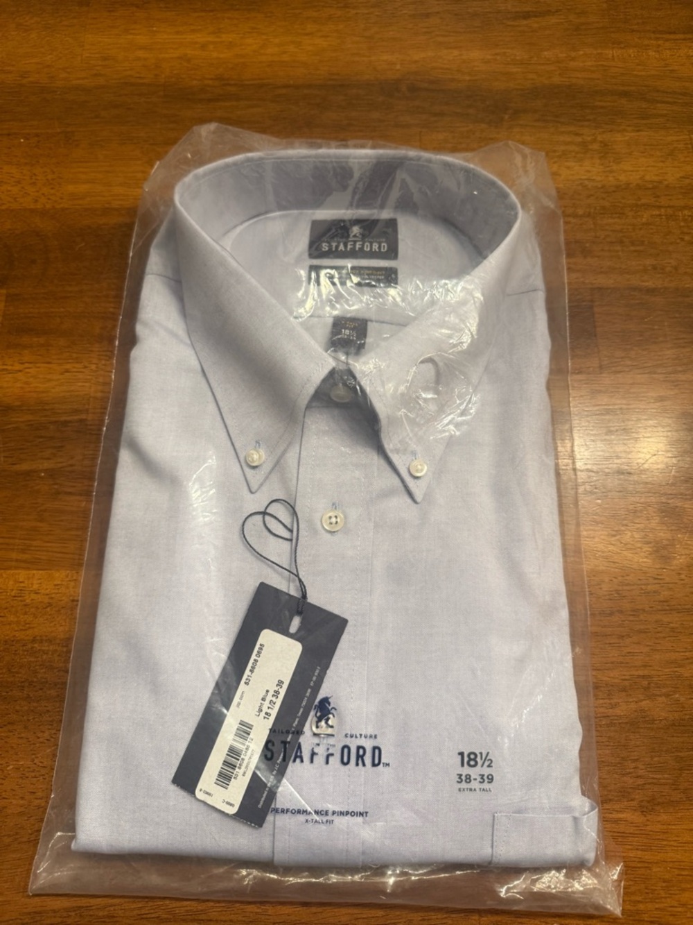Stafford Men's Light Blue Oxford Button-Down Shirt - 18½ x-tall fit